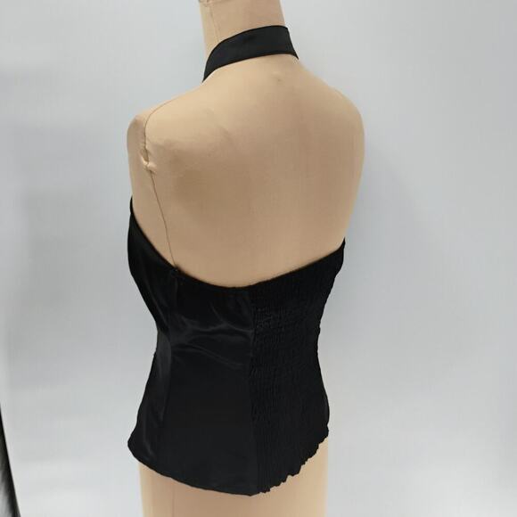 Forever 21 Women Tops Black y2k satin halter top ruffle tuxedo - Picture 5 of 12